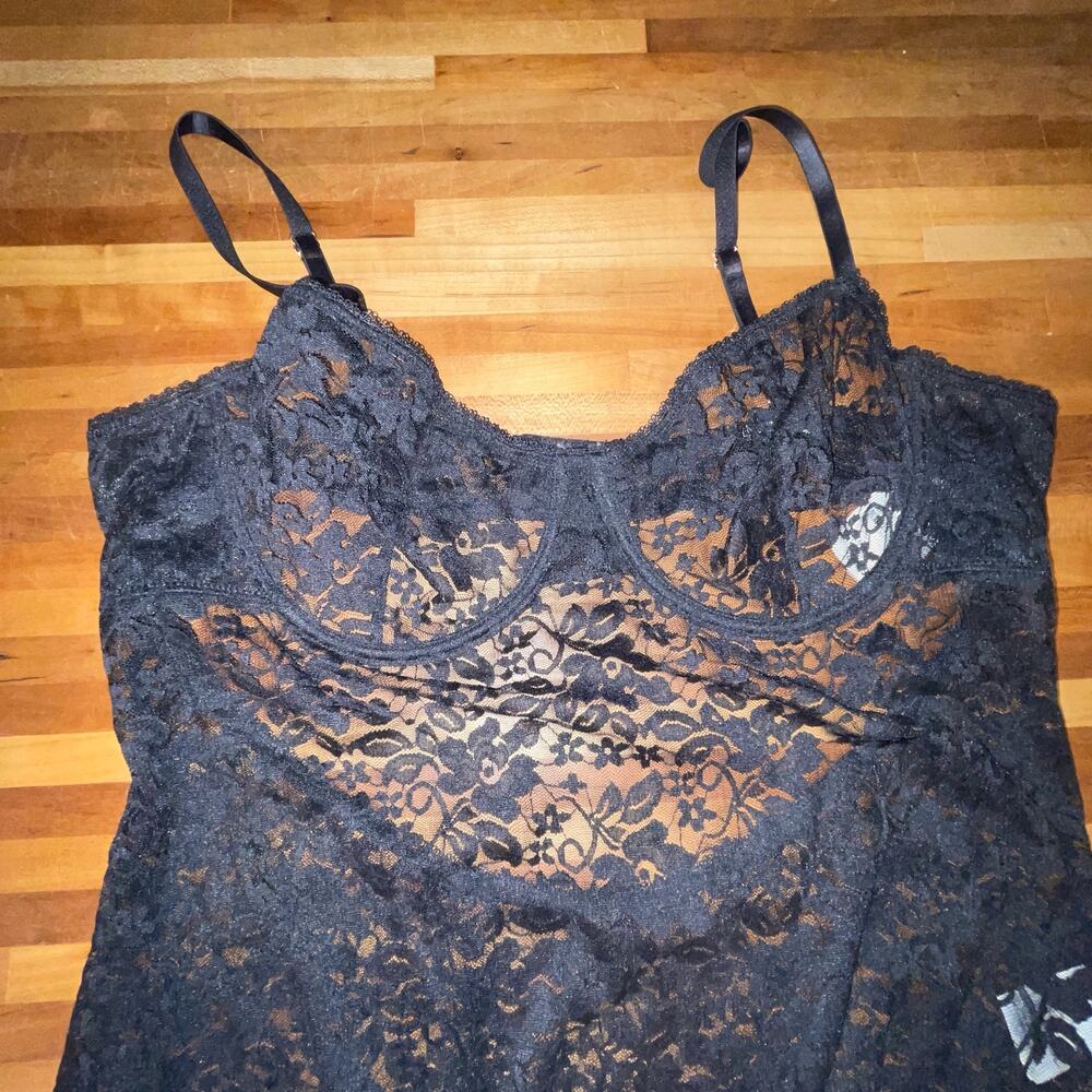 I.N.C. Sheer Lace Cup Lingerie Bodysuit black XXL - Picture 9 of 9